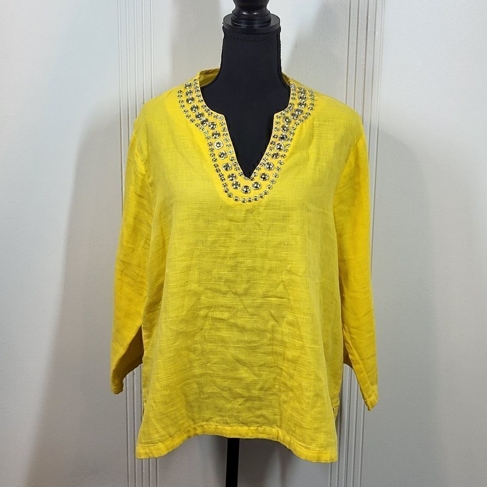 Cathy Daniel's Yellow Embellished  Blouse